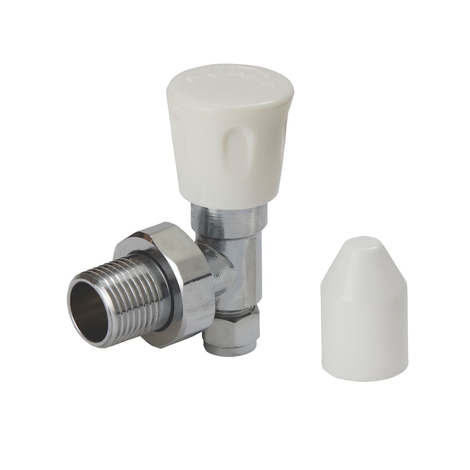 Flomasta 8mm x 21mm White/Chrome Angled Modern Manual Radiator Valve Head & Body (193FW)