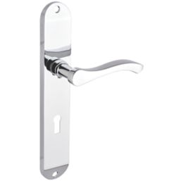 Smith & Locke Bigbury Fire Rated Lever Lock Door Handles Pair Polished Chrome