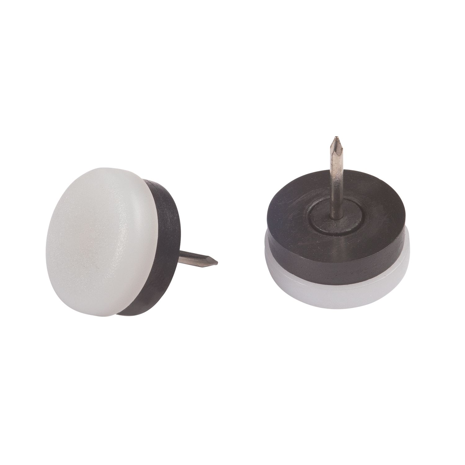 Fix-O-Moll White Round Pinned Plastic Gliders 22mm x 22mm 8 Pack (193KF)