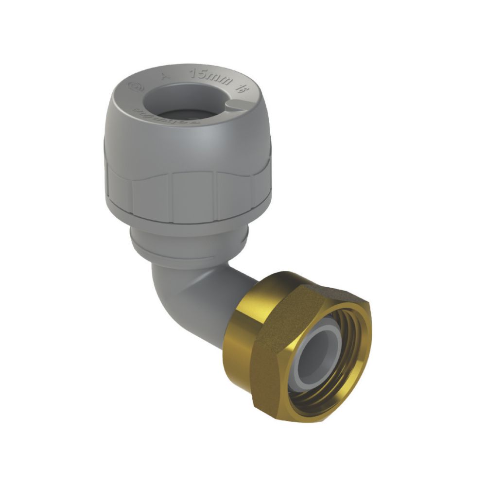 PolyPlumb Enhanced Plastic PushFit Angled Tap Connector 15mm x 1/2