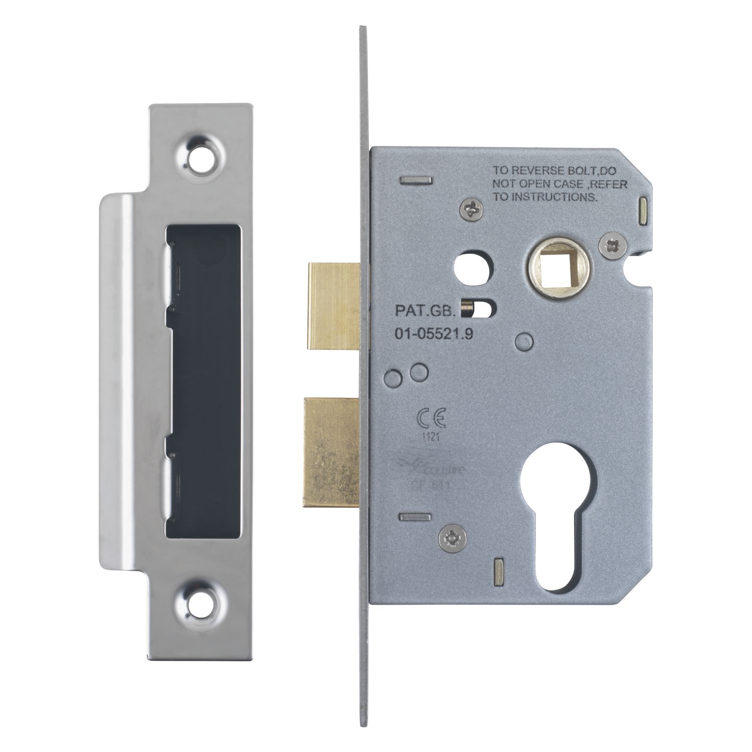 Smith & Locke Fire Rated Nickel-Plated Euro Profile Sashlock 64mm Case - 44mm Backset (1943P)