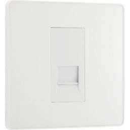 British General Evolve 1-Gang Slave Telephone Socket Pearlescent White with White Inserts