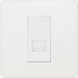 British General Evolve Slave Telephone Socket Pearlescent White with White Inserts