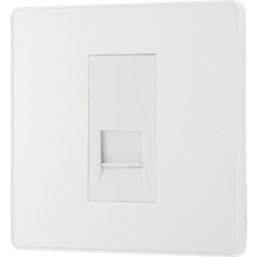 British General Evolve 1-Gang Slave Telephone Socket Pearlescent White with White Inserts