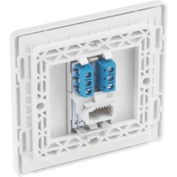 British General Evolve 1-Gang Slave Telephone Socket Pearlescent White with White Inserts