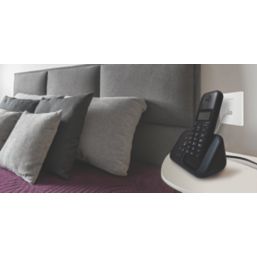 British General Evolve 1-Gang Slave Telephone Socket Pearlescent White with White Inserts