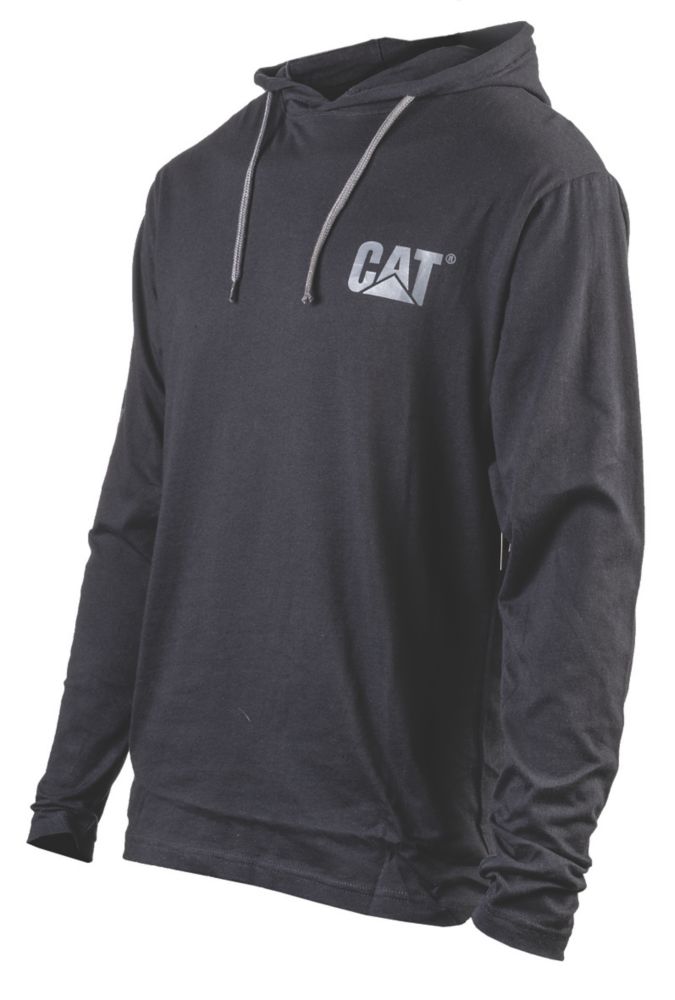 CAT Hooded Long Sleeve Shirt Black Medium 38-40