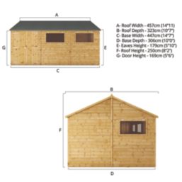 Mercia Modular 15' x 10' (Nominal) Reverse Apex Shiplap T&G Timber Workshop