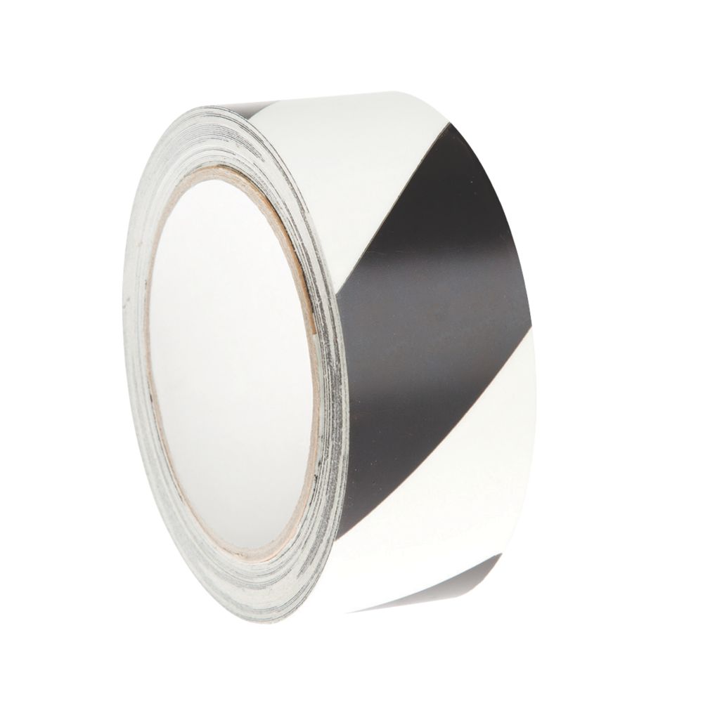 Nite-Glo Chevron Safety Tape Luminescent / Black 10m x 40mm - Screwfix