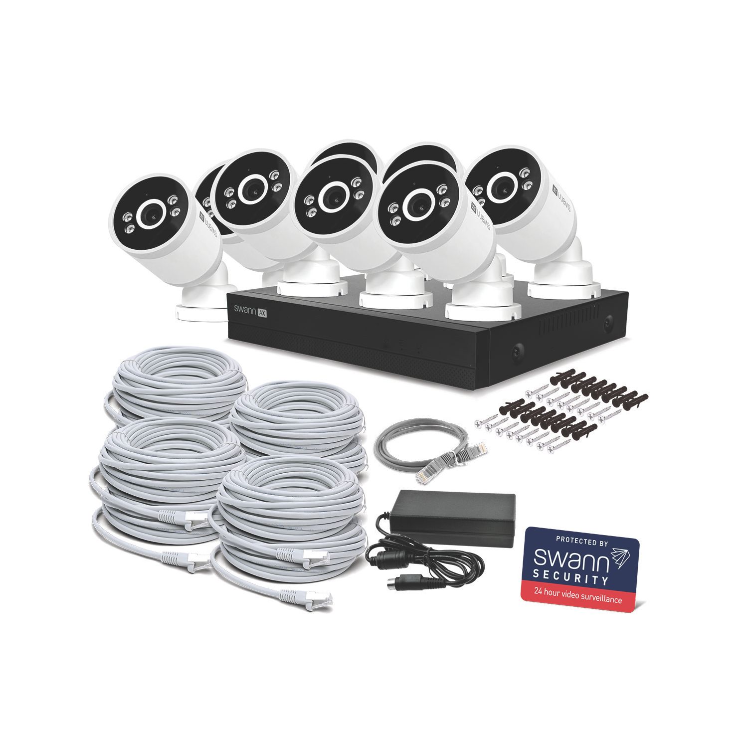 Swann SWNVK-16ADVANX8B-EU 2TB 16-Channel 4K Wired NVR Security System & 8 x 4K Indoor & Outdoor Cameras (195CE)