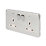 Schneider Electric Lisse Deco 13A 2-Gang DP Switched Plug Socket Polished Chrome with LED with White Inserts