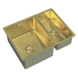 ETAL Elite 1.5 Bowl Stainless Steel Inset / Undermount Kitchen Sink Brushed Brass 555mm x 440mm