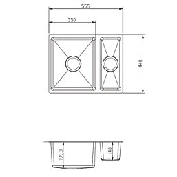 ETAL Elite 1.5 Bowl Stainless Steel Inset / Undermount Kitchen Sink Brushed Brass 555mm x 440mm