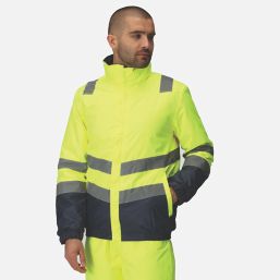 Regatta Pro Hi Vis Bomber Jacket Yellow / Navy X Large 51" Chest