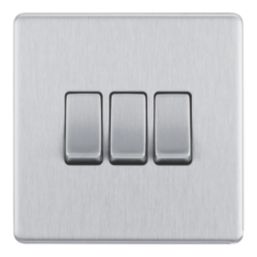 LAP  20A 16AX 3-Gang 2-Way Light Switch  Brushed Stainless Steel