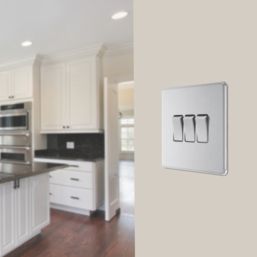 LAP  20A 16AX 3-Gang 2-Way Light Switch  Brushed Stainless Steel