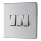 LAP  20A 16AX 3-Gang 2-Way Light Switch  Brushed Stainless Steel