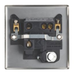 Contactum iConic 13A Unswitched Fused Spur & Flex Outlet  Brushed Steel with Black Inserts