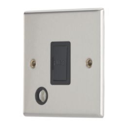 Contactum iConic 13A Unswitched Fused Spur & Flex Outlet  Brushed Steel with Black Inserts