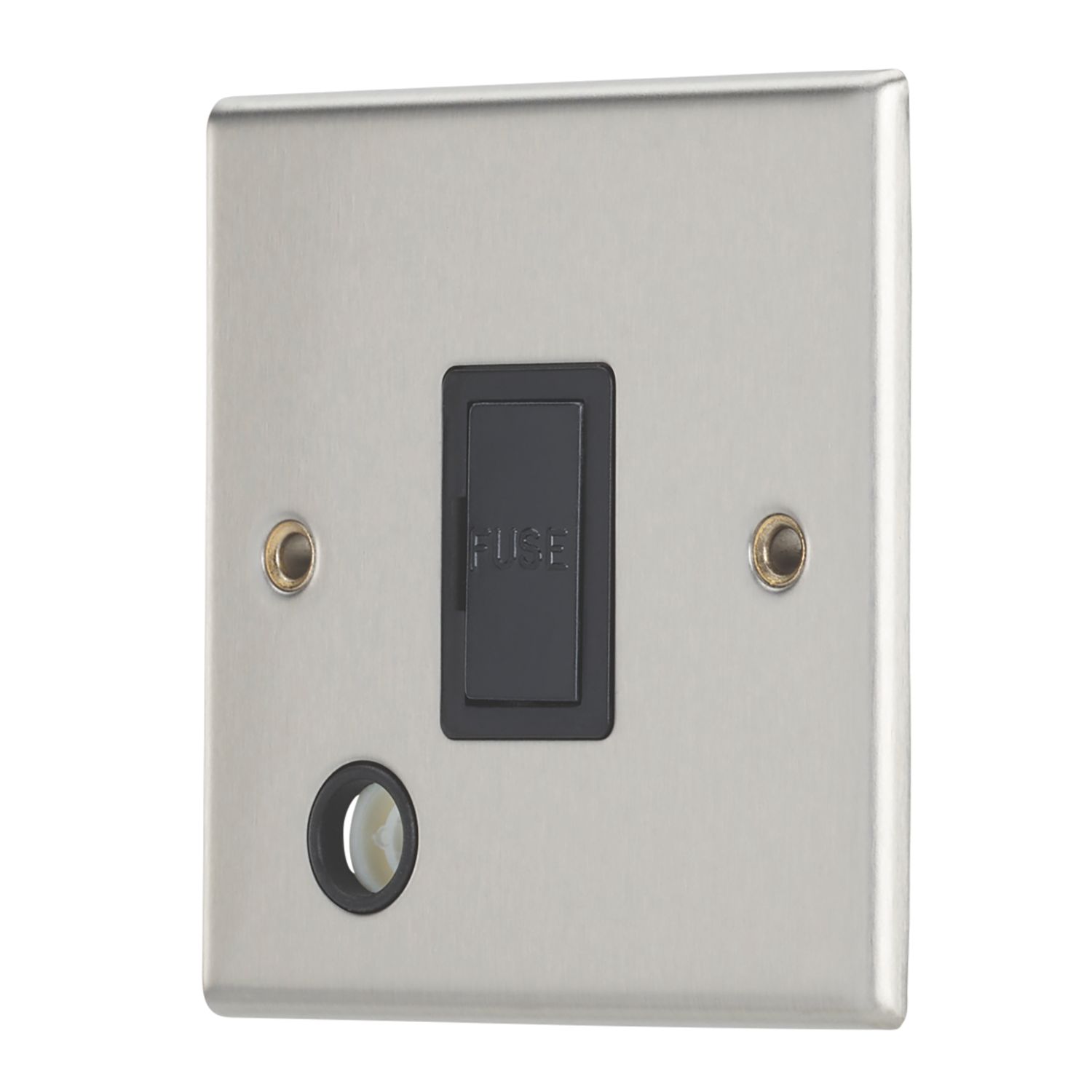 Contactum iConic 13A Unswitched Fused Spur & Flex Outlet Brushed Steel with Black Inserts (195RR)