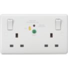 Knightsbridge Curved Edge 13A 2-Gang DP Switched Passive Type A RCD Socket White