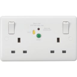Knightsbridge Curved Edge 13A 2-Gang DP Switched Passive Type A RCD Socket White