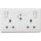 Knightsbridge Curved Edge 13A 2-Gang DP Switched Passive Type A RCD Socket White