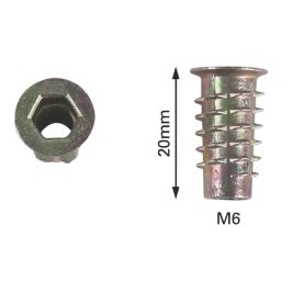 Easyfix Furniture Insert Nuts M6 x 20mm 50 Pack