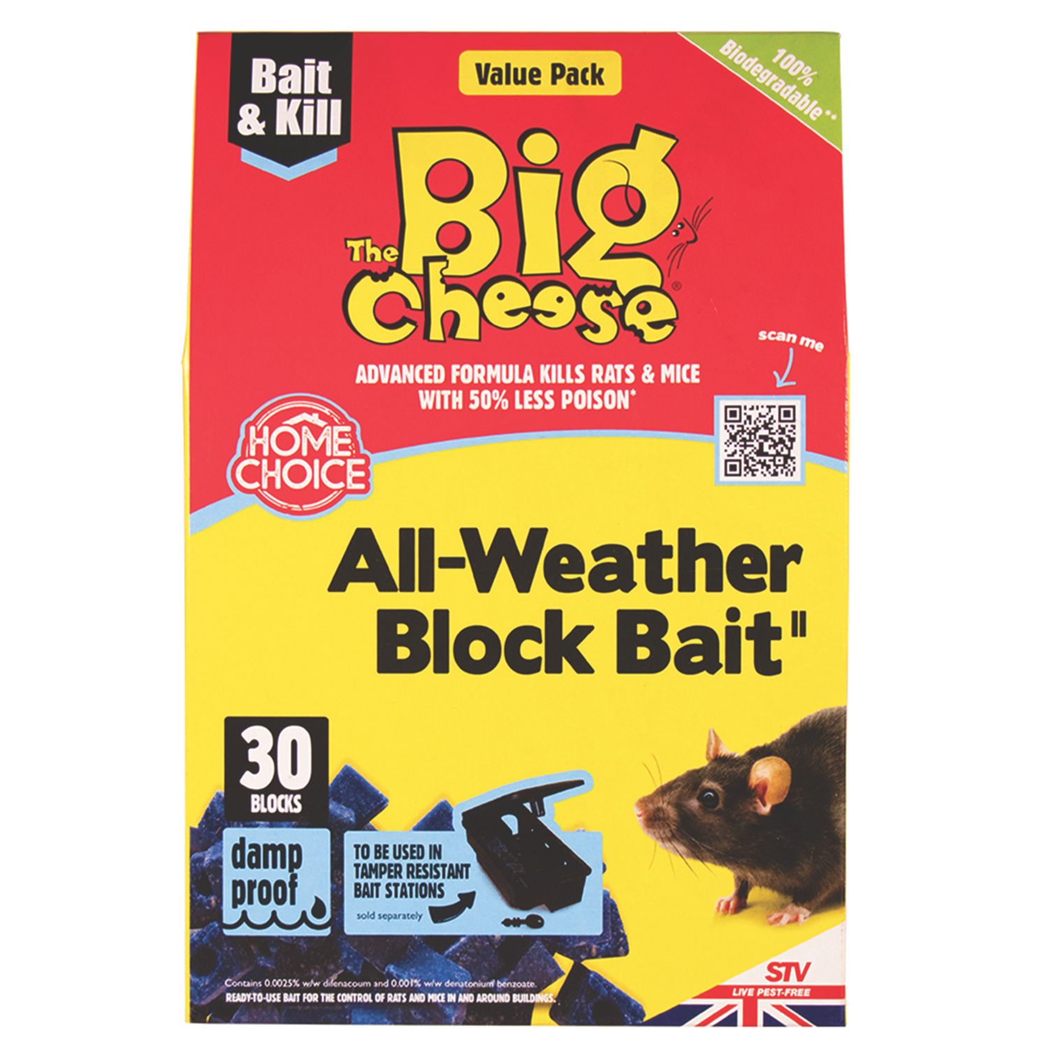 The Big Cheese Home Choice Rodent Bait Block 10g 30 Pack (196CR)