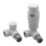 Reina Modal TRV 15mm x 15mm White Corner & L/S Designer Thermostatic Radiator Valve & Lockshield