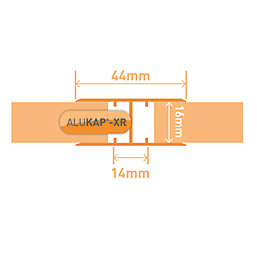ALUKAP-XR Aluminium 16mm H-Section Glazing Bar 3000mm x 44mm