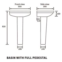 Walker Full Pedestal Basin 1 Tap Hole 500mm