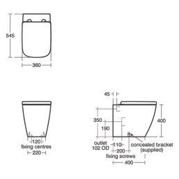 Ideal Standard i.life B Soft-Close BTW Toilet & Concealed Cistern Dual-Flush 6/4Ltr