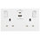 British General 900 Series 13A 2-Gang SP Switched Socket + 3A 22W 2-Outlet Type A & C USB Charger White