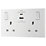 British General 900 Series 13A 2-Gang SP Switched Socket + 3A 22W 2-Outlet Type A & C USB Charger White