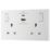 British General 900 Series 13A 2-Gang SP Switched Socket + 3A 22W 2-Outlet Type A & C USB Charger White