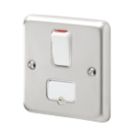 MK Contoura 13A Switched Fused Spur  Brushed Stainless Steel with White Inserts