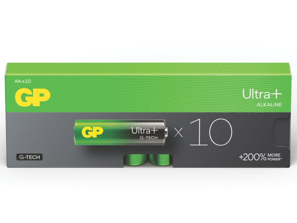 GP Batteries Ultra Plus AA Alkaline Batteries 10 Pack Screwfix