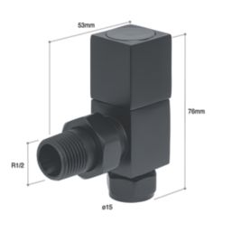 Towelrads  15mm x 1/2" Anthracite Angled Designer Manual Radiator Valve & Lockshield  2 Pack