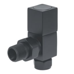 Towelrads  15mm x 1/2" Anthracite Angled Designer Manual Radiator Valve & Lockshield  2 Pack