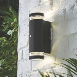 Zink Helix Outdoor Up and Down Wall Light  With Photocell Black