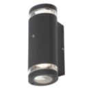 Zink Helix Outdoor Up and Down Wall Light  With Photocell Black