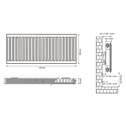 Flomasta 500mm x 1100mm 3050BTU White Type 11 Convector Radiator