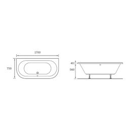 Arizona  Double-Ended Bath Acrylic No Tap Holes 1700mm x 750mm