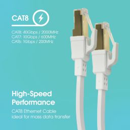 Labgear White Shielded RJ45 Cat 8 Patch Lead 3m