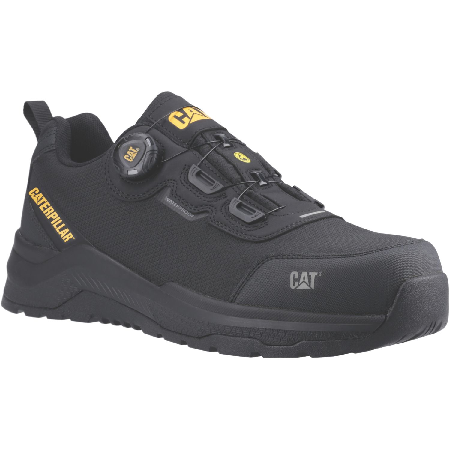 CAT Inductor Tech LO S3 Size 8 Black Water-Resistant Safety Trainers (197EK)
