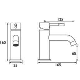 Bristan Mila Black 160mm Standard Lever Mono Basin Mixer Tap  With Clicker Waste