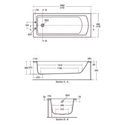 Ideal Standard Della E226101 Single-Ended Bath Acrylic 2 Tap Holes 1700mm x 700mm