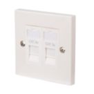 Labgear  1-Gang Double RJ45 Ethernet Socket White with Colour-Matched Inserts