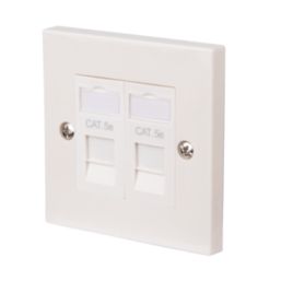 Labgear  1-Gang Double RJ45 Ethernet Socket White with Colour-Matched Inserts